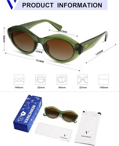 VANLINKER Polarized Trendy Thick Oval Round Sunglasses for Women Retro Shades VL9825 in Kuwait