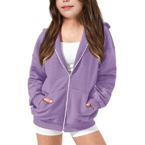 Girls Oversized Full Zip Hoodie Casual Long Sleeve Sweatshirts Cute Jackets with Pockets