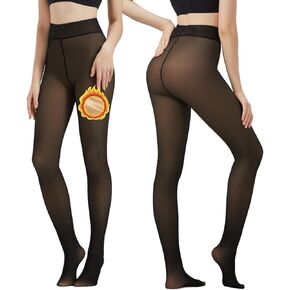 Arkim Fleece Lined Tights S/M/L Crotch 1 Seam Line True Translucent Thermal Tights Winter Leggings Pantyhose Sheer Tights