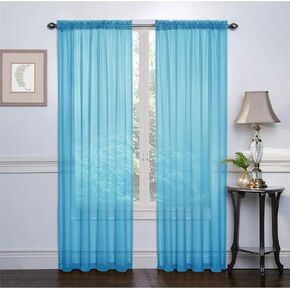 RUTHYS TEXTILE 2 لوح ستائر شفافة من الفوال معالجة نافذة ستارة جيب قضيب لغرفة النوم وغرفة المعيشة بطول 54 × 84 بوصة - اللون: كحلي
