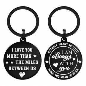 Mataly Long Distance Relationship Gifts Keychain - I Love You More Than The Miles Between Us - Gifts for Boyfriend Valentines Day