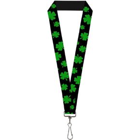 Lanyard St Pats Clovers Scattered2 Black Green