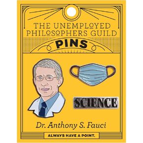 The Unemployed Philosophers Guild Dr. Anthony Fauci Enamel Pin Set - Strong Rubber Backing Clasps