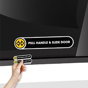 Pull Handle and Slide Door Stickers | Pull and Slide Door Sign | Sliding Car Door | Rideshare Stickers | Taxi Driver Signs | 2 Pack Glossy Permanent 1x5 Inches Vinyl Stickers