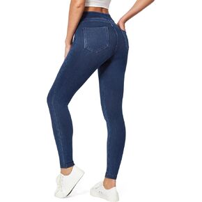 IUGA Jeggings for Women Tummy Control Pull on Stretchy Jeans High Waisted Skinny Jean Leggings with Pockets Trendy Casual (Dark Blue, S)