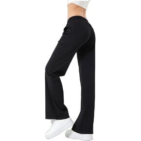 Women's Elastic Waisted Jeans High Waisted Wide Leg with Pockets, Soft Breathable Cotton Blend