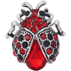 Red Crystal Rhinestone Ladybug Coccinella Beetle Brooch Pin