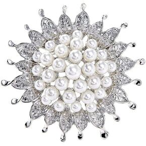 Fashion Women Pearl Diamond Silver brooch Diamond brooch Safety Pin brooch jacket sweater Women's Scarf lapel brooch dress fabric hat bag and other accessories