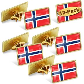 12/24/50/100Pcs Norway Flag Lapel Pins Bulk - Metal Norwegian Nordmann Brooch Badge Souvenir for Men Women Clothes Bags Hats