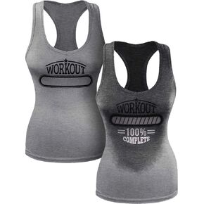 Actizio Women Sweat Activated Motivational Workout Cotton Tank Top Sleeveless Gym Athletic Shirts Workout Complete