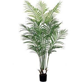 Leflos شجرة النخيل وهمية في الأماكن المغلقة 5.5ft، طويل القامة فو Dypsis Lutescens شجرة النخيل مع 15 جذوع قابلة للفصل، شجرة النخيل الاصطناعية الاستوائية الحرير نبات النخيل الأريكا في وعاء، منزل جميل وديكور هووسورمينغ
