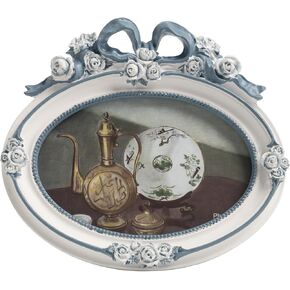 Oval Vintage Picture Frame 4x6 Inch, Resin Antique Bow Flower Wall Tabletop Photo Frame With High Definition Glass, Ornate Picture Display For Home Decor