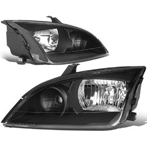 DNA MOTORING HL-OH-FF05-BK-CL1 Pair of Headlights Compatible with 05-07 Focus, Black Housing/Clear Corner