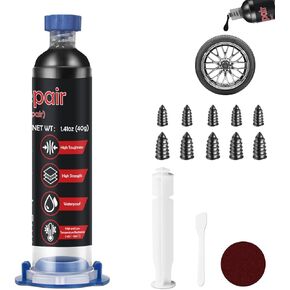 Tire Repair Glue 40g, Black Tire Glue Super Strong Restorer for Bonding Rubber, Two Sizes Tire Repair Rubber Nail, Tire Patch Glue Repair Bikes, Motorcycle, Car, Truck, Vehicles, Trucks