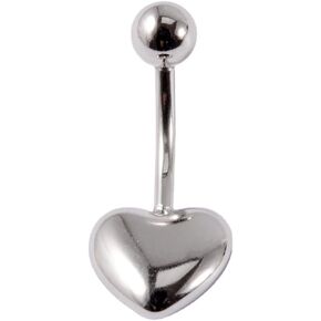 14G Heart Belly Button Ring for Women Surgical Steel Curved Bar Barbell Belly Navel Piercing Studs Minimalist Body Piercing Jewelry