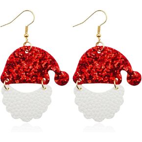 Christmas Earrings for Women,Christmas Tree Santa Bulb Bell Drop Dangle Earrings Sparkling Christmas Theme Earrings Handmade Xmas Festive Jewelry