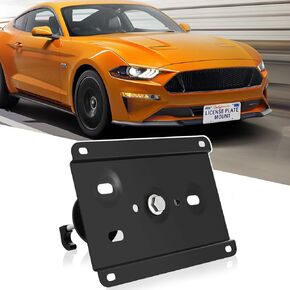 Front License Plate Bracket No Drill Car Front Bumper Tow Hook Mount Bracket Adapter Fits for 2015-2023 Ford Mustang (Both Pre-LCI and LCI Models)
