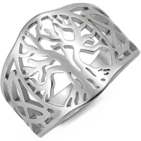 TEAMER Tree of Life Ring Stainless Steel Witchcraft Celtic Knot Ring Amulet Ring Vintage Jewelry For Women
