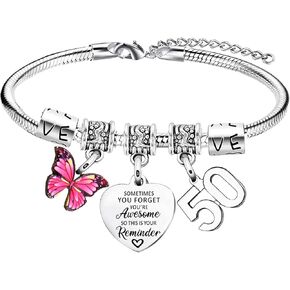 Nimteve Inspirational Bracelet Birthday Gifts for Women You Are Awesome Bracelet Birthday Bracelet Gifts for Mom Aunt Happy Birthday Bracelet for Friends Sister Daughter Granddaughter
