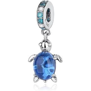 Nbsameng S925 Sterling Silver Blue Turtle Charms Compatible for Pandora Bracelets and Necklaces, DIY Christmas Gifts for Women