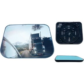 SPLENDID Anti-Glare Blue Replacement Mirror, For 2003-2009 Chevy Kodiak, 2003-2009 GMC Topkick C4500 C5500 C6500, Heated Flat Mirror, Lowers 30% Flash, Driver/Passenger Side (OEM: ‎19120557)
