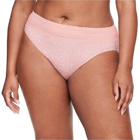 Warner's Women's No Pinching, No Problems Dig-Free Comfort Waist with Lace Microfiber Hi-Cut 5109J, Blush Petals Print