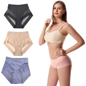 3pcs Female Briefs,Women's Panties,Ice Silk Breathable Briefs Tummy Control Butt Lifter Slimming Shaping Briefs