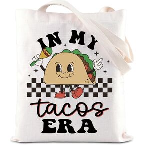 JNIAP Taco Party Gift Mexican Food Tote Bag Taco Themed Grocery Shoulder Bag Cinco de Mayo Gift