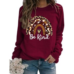 YourTops Be Kind Rainbow Sweatshirt For Women Long Sleeve Kindness Shirt