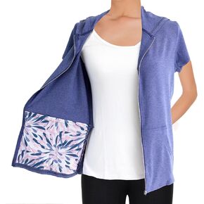 Mastectomy Recovery Hoodie Shirt with Drain Pockets Short Sleeve