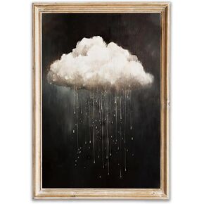Modern Abstract Canvas Prints Wall Art Vintage Rain Cloud Oil Painting Wall Art White Clouds in The Sky Nature Abstract Minimalist Home Artwork Decoration for Bedroom, Bathroom, Farmhous, Unframed