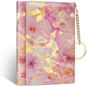 Nipichsha Womens Wallet, Small Credit Card Wallet for Women, Slim RFID Card Holder Wallet with 7 Card Slots & ID Window (Pink Gilt)