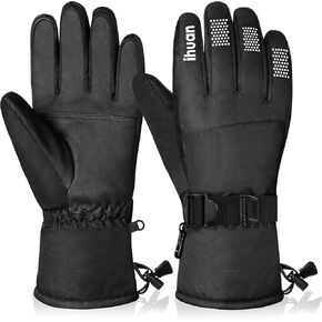 ihuan Winter Waterproof Ski Gloves Men Women, Snow Warm Cycling Cold Weather, Driving Biking Running