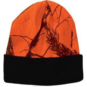 Realtree Licensed Camo Knit Cuff Beanie Blaze/BLK