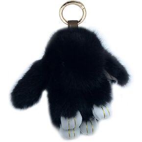 Unpafcxddyig Bunny Keychain Mini Soft Cute Artificial Mink Fur Fluffy Keyring 4.7in for Car Handbag
