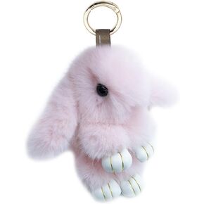 Unpafcxddyig Bunny Keychain Mini Soft Cute Artificial Mink Fur Fluffy Keyring 4.7in for Car Handbag in Kuwait