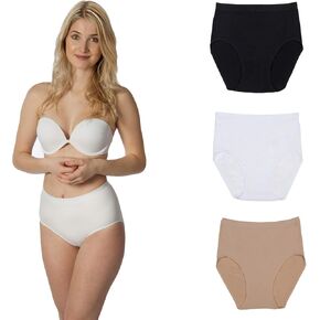 RUFINA #214 - Pack of 3 - Women's Seamless Full Brief Panties, No Pinching Style Soft Tummy Control and Butt Lifter
