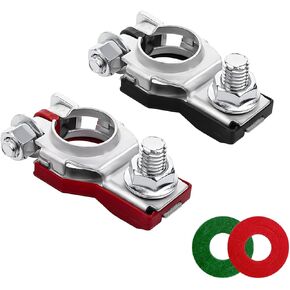 2PCS Car Battery Terminal Connector, Automotive Positive Negative Cable Ends Set, Vehicle Interior Top Post Battery Terminal Clamps Accessories, Universal for RV, SUV, Truck