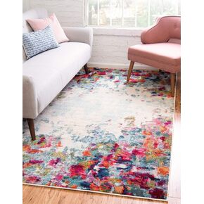Unique Loom Chromatic Collection Modern Colorful & Vibrant Abstract Area Rug For Any Home Décor (3' 3 x 5' 3 Rectangular, Multi/Beige)
