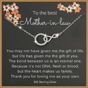 Mother in Law Necklace, Sterling Silver CZ Infinity Necklace for Women, Mothers Day Gifts for Mother in Law, Mother in Law Birthday Gifts, Mother in Law Gifts from Daughter in Law
