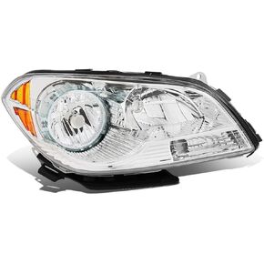 DNA Motoring OEM-HL-0114-R Chrome Housing Factory Style Passenger Side Headlight Lamp Replacement For 08-12 Malibu