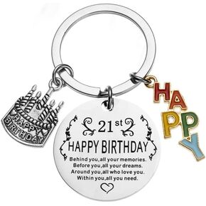 YALLNASL Happy Birthday Gifts Keychain for Women Men 21 30 Year Old 21st 31st Birthday Gift 21th 30th Birthday Presents