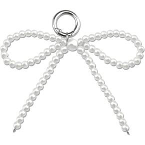 Ikacvb Pearl Bow Keychain For Women Teen Girls Friend Key Chains Women Cute Bag Purse Charms Handbags Accessories