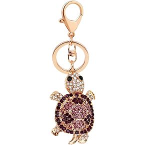 Cute Mini Turtle Sparkling Charm Blingbling Keychain Crystal Rhinestones Pendant (Purple)