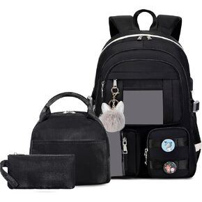 حقيبة ظهر نسائية أنيقة، حقيبة ظهر للكمبيوتر المحمول للفتيات، حقيبة نهارية كاجوال باللون الأسود in Kuwait