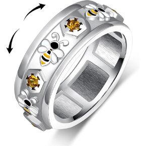 Bee Spinner Ring 925 Sterling Silver Fidget Rings for Anxiety Stress Ring for Women Jewelry Gifts