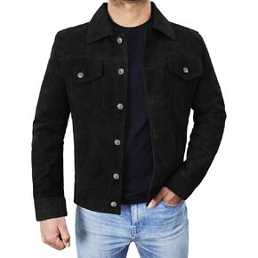 Suede Trucker Jacket Mens - Western Style Cowboy Leather Coat