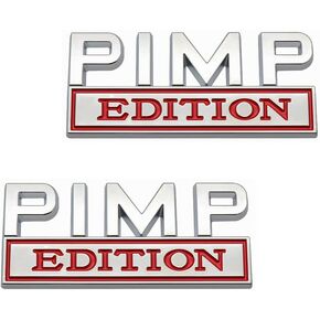 2PCS Pimp Edition Emblem 3D Fender Badge Decal Car Stickers with Strong Adhesive for Tailgate/Front Grille/Hood/Trunk Compatible with Universal Car, Truck, SUV, RV,Scooter (Sliver-Black)