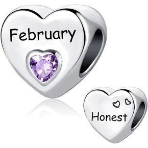 Jan-Dec Birthstone Heart Charm fits Pandora Bracelet Happy Birthday Gift for Her