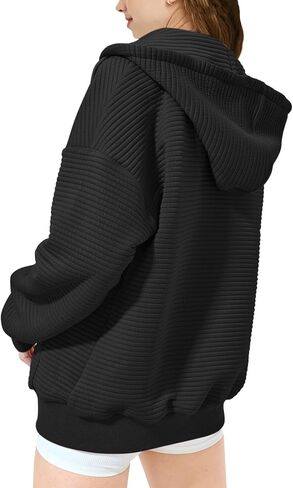 Girls Oversized Full Zip Hoodie Casual Long Sleeve Sweatshirts Cute Jackets with Pockets in Saudi Arabia